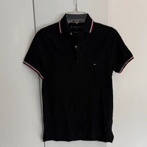 Tommy Hilfiger Men's Polo in Black with Red Accents